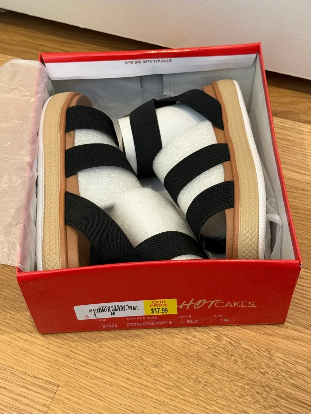 Hot Cakes Black Elastic Strap Kids Sandals with Tan Platform